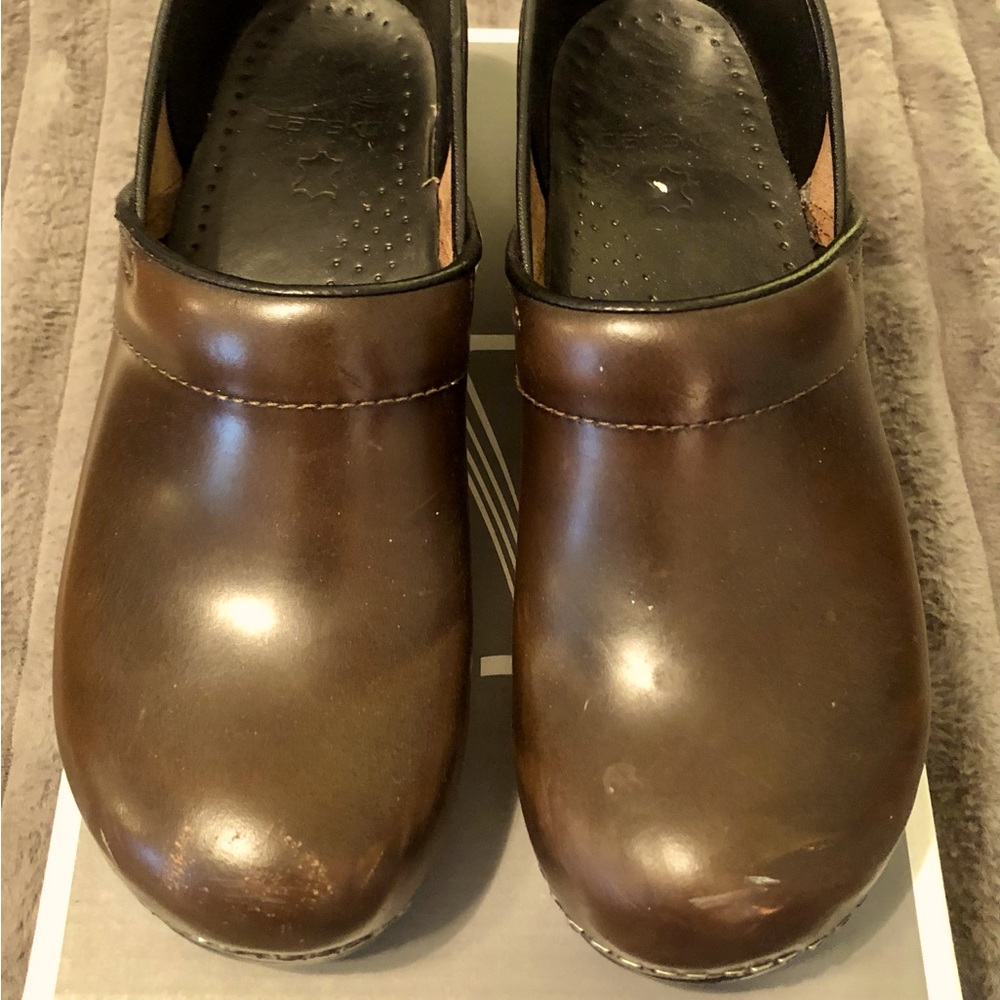 Dansko brown leather clogs